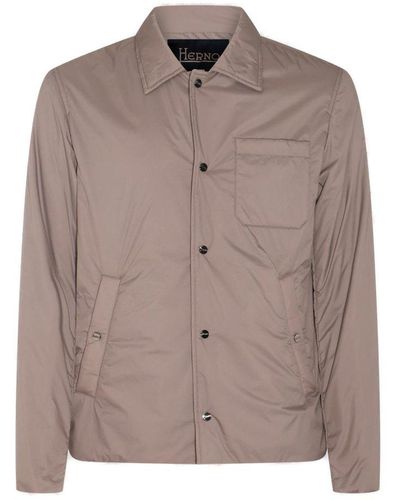 Herno Long-sleeved Button-up Shirt Jacket - Brown