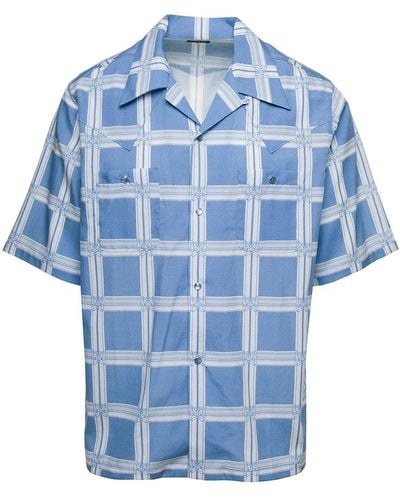 Needles Light Bowling Shirt With All-Over Graphic Print - Blue