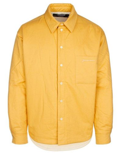 Jacquemus Embroidered-logo Button-fastening Jacket - Yellow