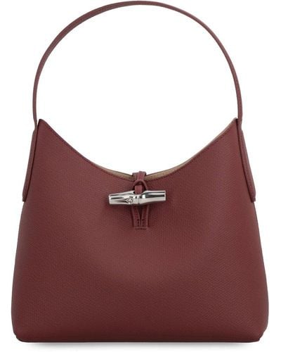 Longchamp Roseau M Plum Leather Shoulder Bag - Purple