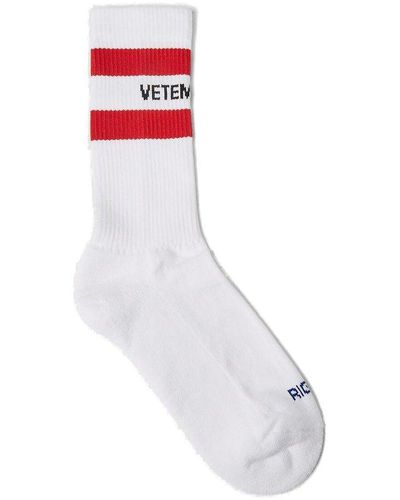 Vetements Logo Printed Ankle Socks - White