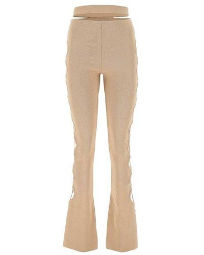 ANDREA ADAMO Cut-out Knitted Bootcut Pants - Natural