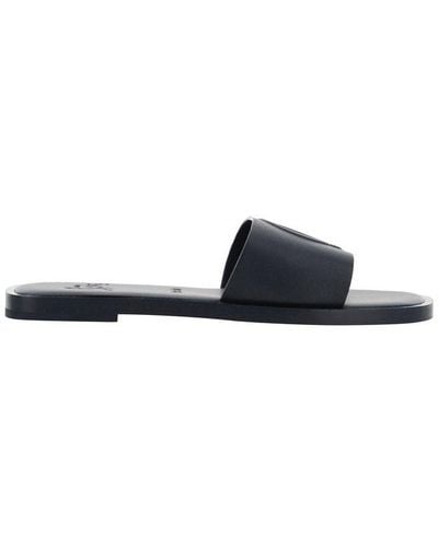 Christian Louboutin Logo Embossed Slip-on Sandals - Black