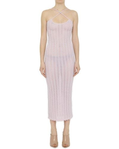 Alessandra Rich Crossover-strap Sleeveless Knitted Dress - Pink