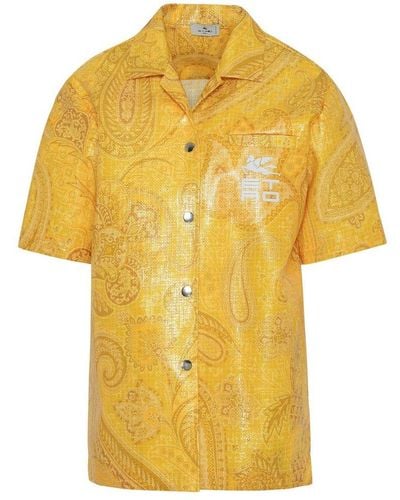 Etro Paisley Print Short Sleeved Shirt Jacket - Yellow
