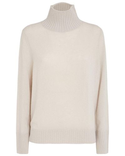 Allude Long Sleeved Turtleneck Knitted Sweater - White