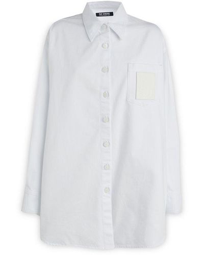 Raf Simons Logo Patch Buttoned Denim Shirt - White