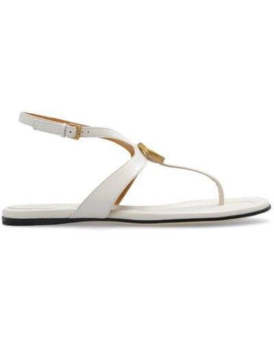 Gucci GG Plaque T-shaped Ankle-strap Sandals - Natural