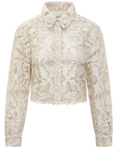 Isabel Marant Lace Detailed Long-sleeved Shirt - White