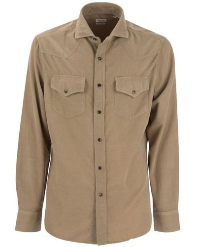 Brunello Cucinelli Easy Fit Corduroy Shirt - Natural