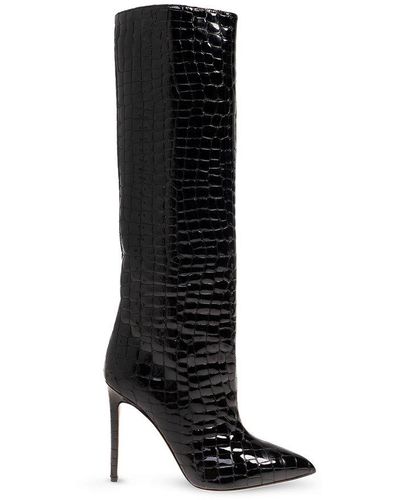 Paris Texas Embossed Heeled Boots - Black