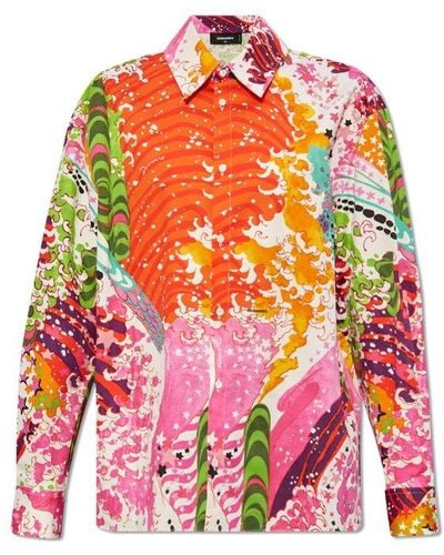 DSquared² Pattern Printed Long-sleeved Shirt - Red