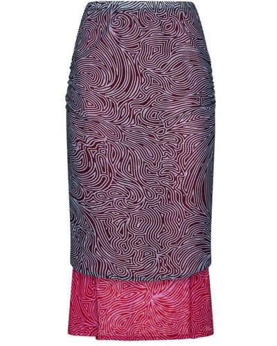 Dries Van Noten Pattern-printed Layered Skirt - Purple