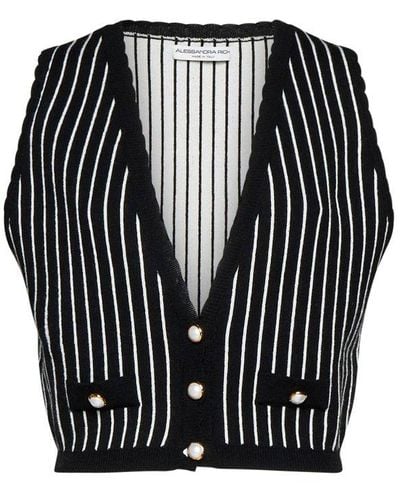 Alessandra Rich V-neck Striped Jacket - Black