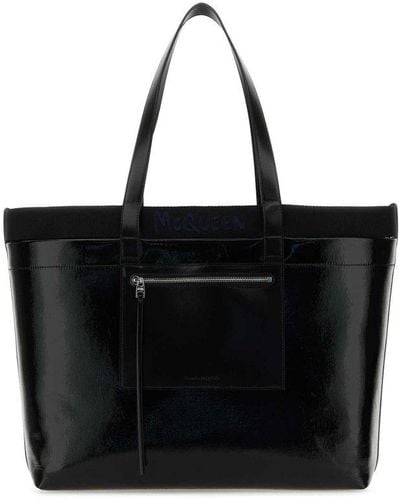 Alexander McQueen Logo Detailed Tote Bag - Black