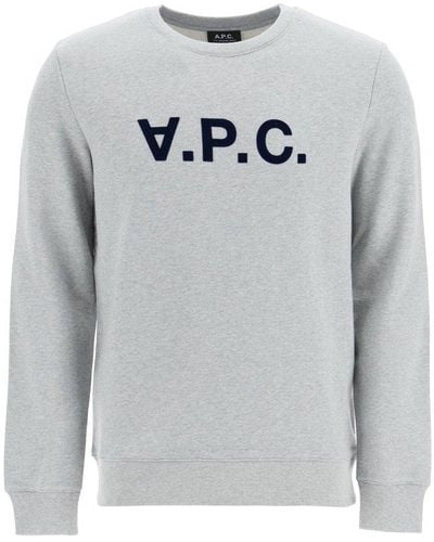 A.P.C. Vpc Logo Flocked Sweatshirt - Gray