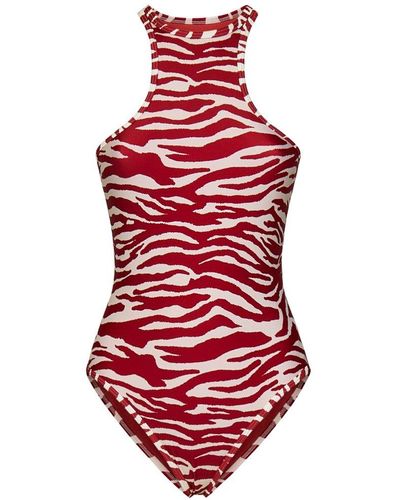 The Attico Zebra-print One-piece Swimsuit - Red