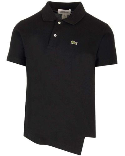 Comme des Garçons X Lacoste Asymmetric-hem Logo Patch Polo Shirt - Black