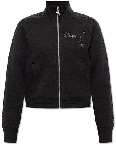 PUMA X Swarovski Logo-embellished Zipped Jacket - Black