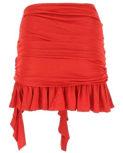 ANDREA ADAMO Drap Detailed Mini Skirt - Red