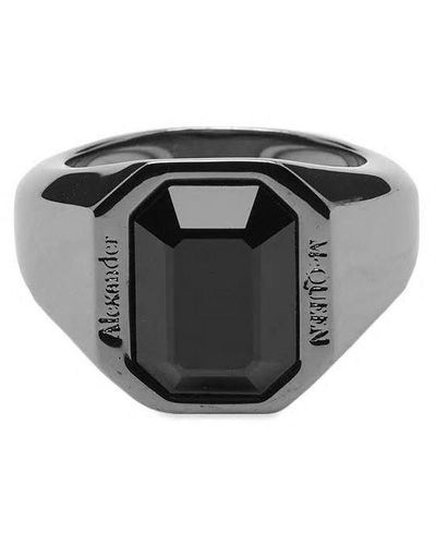 Alexander McQueen Gemstone Ring - Black