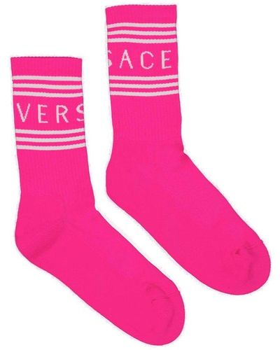 Versace Logo Intarsia Socks - Pink