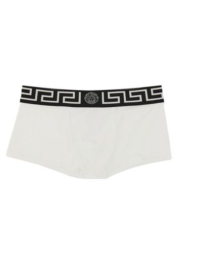 Versace Boxer Shorts With Greek Motif - White