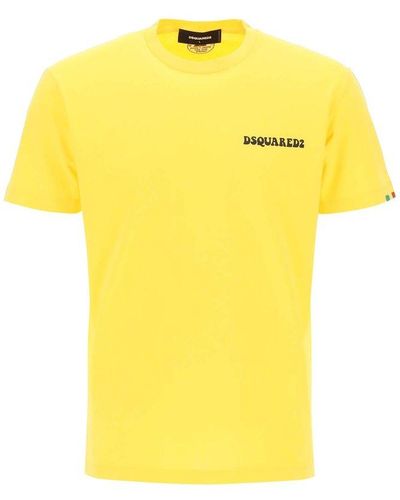 DSquared² T Shirt With Logo Print - Yellow