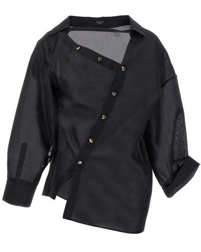 A.W.A.K.E. MODE Asymmetric Buttoned Shirt - Black