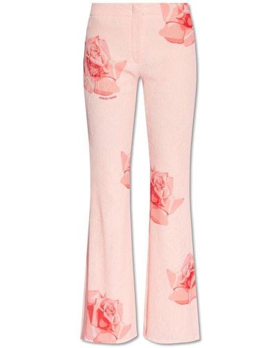 KENZO Rose Printed Flared Trousers - Pink