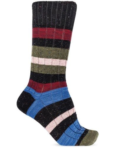 Paul Smith Striped Pattern Socks, - Blue