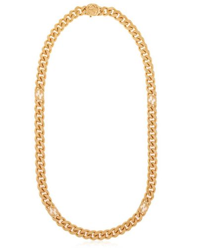 Gucci GG-link Engine-turned Chain Necklace - White