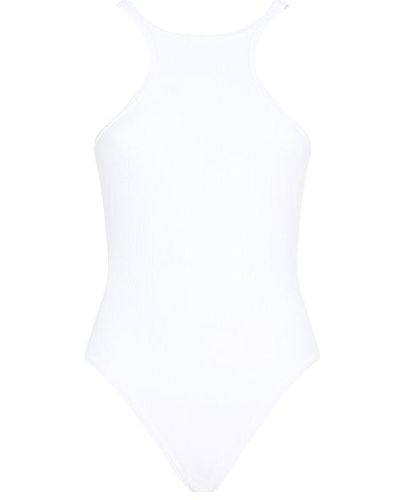 The Attico Sleeveless Crewneck One Piece Swimsuit - White