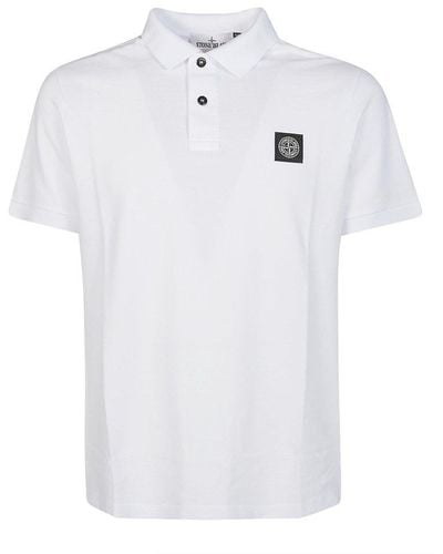 Stone Island Compass Patch Short-sleeved Polo Shirt - White
