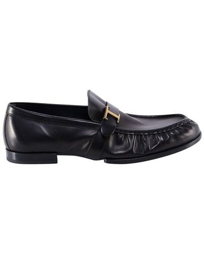 Tod's Timeless Slip-on T Logo Plaque Loafers - Black