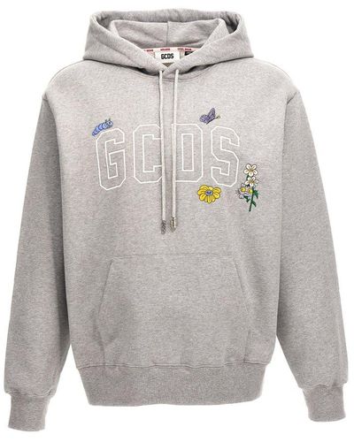 Gcds Embroidery Hoodie Sweatshirt - Grey