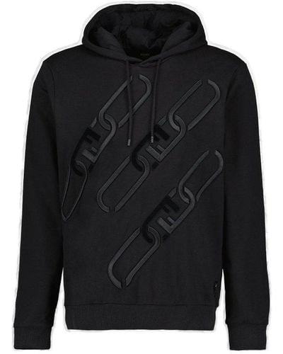 Fendi Chain-detailed Long Sleeved Hoodie - Black
