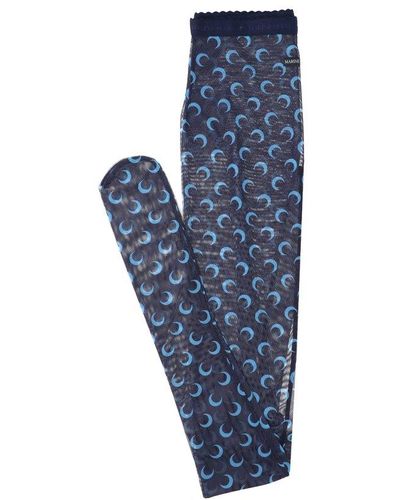 Marine Serre Moon Printed Semi-sheer Socks - Blue