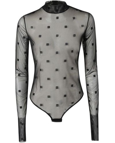 Givenchy Polka-dot Mock Neck Bodysuit - Gray