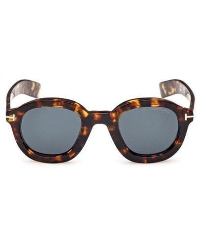 Tom Ford Raffa Round Frame Sunglasses - Blue