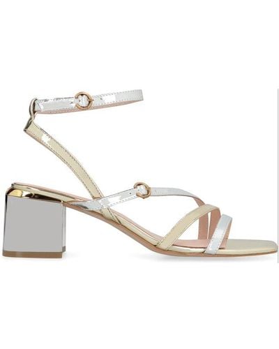 Pinko Ankle Strap Square Toe Sandals - Natural