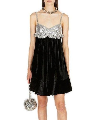 Rabanne Chainmail Ruffled Mini Dress - Black