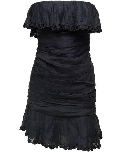Isabel Marant Off-Shoulder Minidress With Ruches Detail - Black