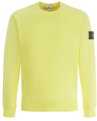 Stone Island Logo Patch Crewneck Sweatshirt - Yellow