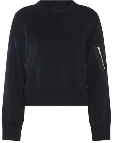 Sacai Paneled Crewneck Pleated Sweatshirt - Black