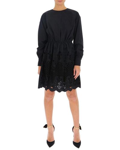 See By Chloé Broderie Anglaise Long Sleeve Dress - Black