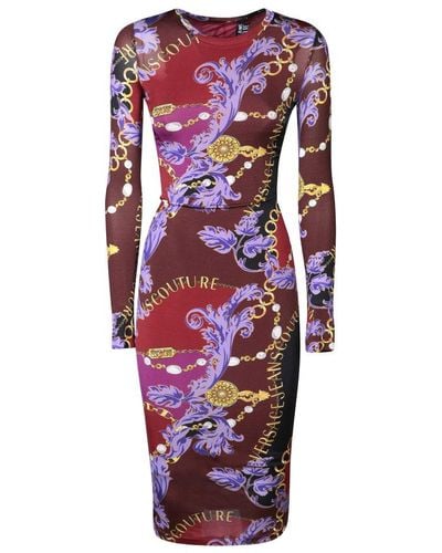 Versace Jeans Couture Printed Long-sleeved Dress - Red