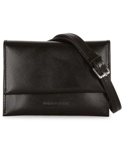 Low Classic Fold-over Top Strapped Wallet - Black