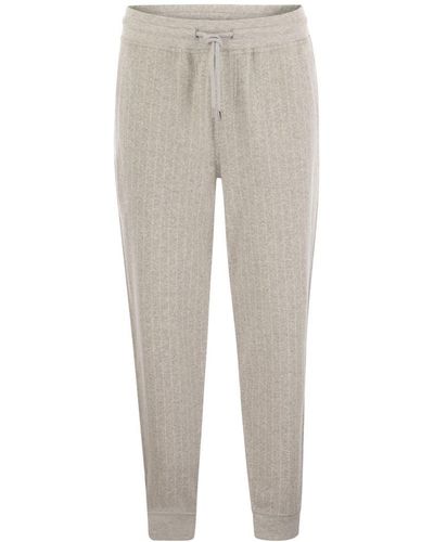 Brunello Cucinelli Striped Drawstring Track Trousers - Grey