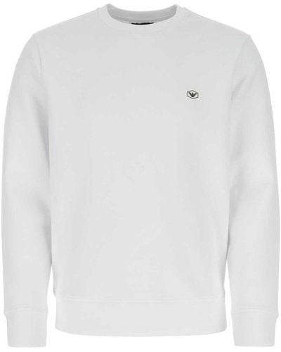 Emporio Armani Logo Patch Crewneck Sweatshirt - White